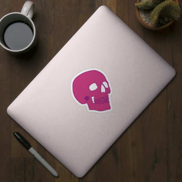 Minimal Neon Skull - pink by JuneNostalgia